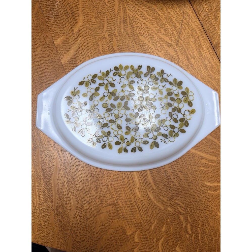Vintage Pyrex Oval Verde Green Olives Lid Cover ONLY #945C27